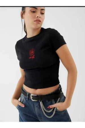Bisiklet Yaka Rose T-Shirt 