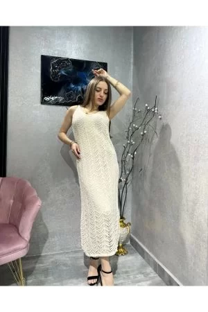 Örgü Astarlı Triko Elbise 
